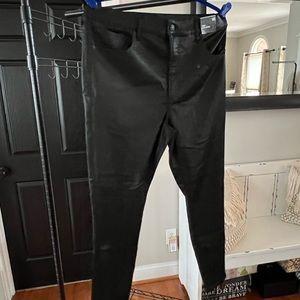 Express Super Skinny High Rise Coated Jeans size 14R NWT Black